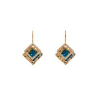 Crystal Drop Earring, Zinc Alloy, with Crystal & Rhinestone, 925 thailand sterling silver earring hook, Geometrical Pattern, gold color plated, for woman 