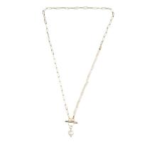Natural Freshwater Pearl Necklace, Zinc Alloy, with Freshwater Pearl, gold color plated, for woman, gold, 3mm Approx 48 cm 