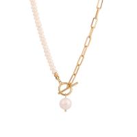 Natural Freshwater Pearl Necklace, Zinc Alloy, with Freshwater Pearl, gold color plated, for woman, white, 5mm Approx 48 cm 