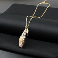 Shell Necklace, Brass, with Shell, real gold plated, Unisex, golden cm 