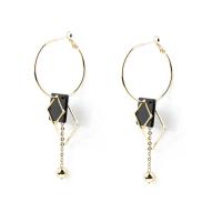 Brass Dangle Earring, with Acetate, Round, plated, for woman 