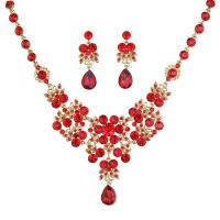 Rhinestone Zinc Alloy Jewelry Set, earring & necklace, fashion jewelry & with rhinestone 50mm Approx 19.68 Inch 