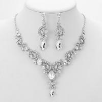 Rhinestone Zinc Alloy Jewelry Set, plated, 2 pieces & for woman & with rhinestone 65mm Approx 19.68 Inch 