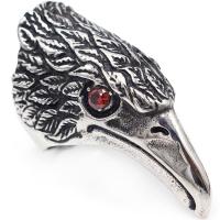 Titanium Steel Finger Ring, eagle, Unisex & blacken, red 