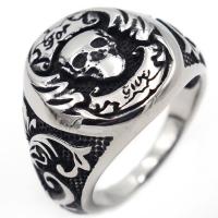 Titanium Steel Finger Ring, polished, with skull pattern & for man 
