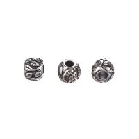 Stainless Steel Beads, Round, anoint, DIY & leaf pattern, silver color 