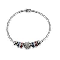 Stainless Steel Charm Bracelet, Unisex & enamel, silver color 