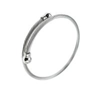 Titanium Steel Cuff Bangle, plated, for woman, silver color 