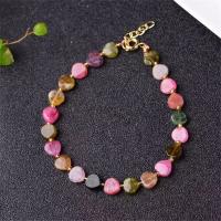 Tourmaline Bracelet, with Zinc Alloy, Heart, for woman, multi-colored Inch 