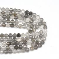 Natürliche graue Quarz Perlen, Grauer Quarz, rund, DIY, grau, Länge:38 cm, verkauft von Strang