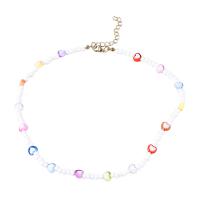 Resin Zinc Alloy Necklace, with Resin, with 2.08 extender chain, Heart, fashion jewelry & for woman, multi-colored .61 Inch 