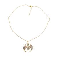 Rhinestone Brass Necklace, with 1.92 extender chain, fashion jewelry & for woman & with rhinestone, golden .92 Inch 