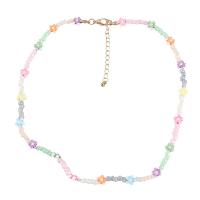 Resin Zinc Alloy Necklace, with Resin, with 2.99 extender chain, Flower, fashion jewelry & for woman, multi-colored .70 Inch 