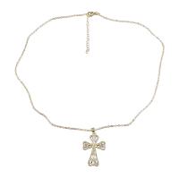 Harz Messing Halskette, mit Verlängerungskettchen von 1.81, Modeschmuck & für Frau & mit Strass, goldfarben, Länge:17.87 ZollInch, verkauft von PC