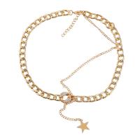 Rhinestone Zinc Alloy Necklace, with acrylic rhinestone, with 2.08 extender chain, Star, fashion jewelry & curb chain & for woman, golden .36 Inch 