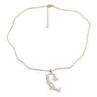 Harz Messing Halskette, mit Verlängerungskettchen von 1.85, Modeschmuck & Schmetterlingsdesign & für Frau & mit Strass, goldfarben, Länge:16.81 ZollInch, verkauft von PC
