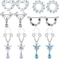 Stainless Steel Nipple Ring, plated, 12 pieces & for woman & with rhinestone 8mm 