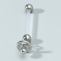 Stainless Steel Belly Ring, with Rubber, plated, for woman, silver color, 23mm 