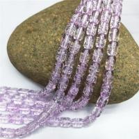 Perlas de cristal de moda, Tambor, pulido, Craquelado, Amatista ligera AB, 8x12mm, longitud:38 cm, Vendido por Sarta
