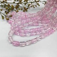 Perlas de cristal de moda, Tambor, pulido, Craquelado, Rosado Claro, 8x12mm, longitud:38 cm, Vendido por Sarta