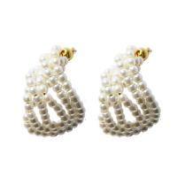 Boucles d'oreilles d'eau douce de Perle , laiton, avec perle, Plaqué or 18K, pour femme, couleurs mélangées Vendu par paire