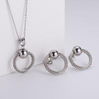 Fashion Stainless Steel Jewelry Sets, 316L Stainless Steel, Stud Earring & pendant, three pieces & for woman, original color 