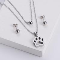 Fashion Stainless Steel Jewelry Sets, 316L Stainless Steel, Stud Earring & pendant, Claw, plated, three pieces & for woman & hollow 