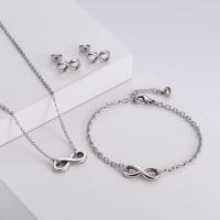 Fashion Stainless Steel Jewelry Sets, 316L Stainless Steel, Stud Earring & pendant & bracelet, Number 8, three pieces & for woman, original color Approx 7.6 Inch 
