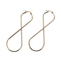 Stainless Steel Drop Earring, 316L Stainless Steel, Number 8, 18K gold plated, for woman 
