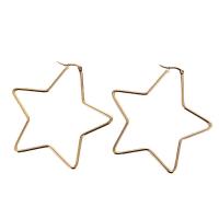 Stainless Steel Hoop Earring, 316L Stainless Steel, Star, 18K gold plated & for woman 