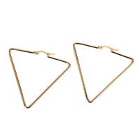 Stainless Steel Hoop Earring, 316L Stainless Steel, Triangle, 18K gold plated, for woman 