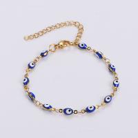Evil Eye Jewelry Bracelet, 304 Stainless Steel, with 1.96 inch extender chain, 18K gold plated, for woman & enamel Approx 6.3 Inch 