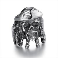 Stainless Steel Finger Ring, 316L Stainless Steel, Skull, polished & blacken, original color 