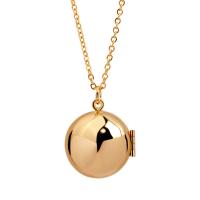Fashion Locket Necklace, Brass, with 1.97inch extender chain, Round, plated, for woman .75 Inch 