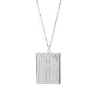Fashion Locket Necklace, Titanium Steel, with 1.97inch extender chain, Square, plated, with cross pattern & Unisex .69 Inch 