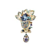 Crystal Brooch, Zinc Alloy, with Austrian Crystal, Flower, 18K gold plated, for woman & with rhinestone 