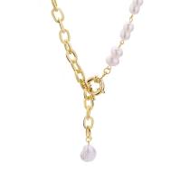 Natural Freshwater Pearl Necklace, Titanium Steel, with Freshwater Pearl, 18K gold plated, for woman .72 Inch 