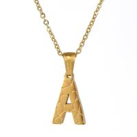 Stainless Steel Jewelry Necklace, 304 Stainless Steel, Alphabet Letter, 18K gold plated & for woman .71 Inch 