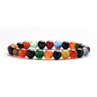 Agate Bracelets, Rainbow Agate, Round, Unisex & anti-fatigue multi-colored .48 Inch 