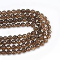 Natürliche Rauchquarz Perlen, rund, DIY & facettierte, Kaffeefarbe, Länge:38 cm, verkauft von Strang
