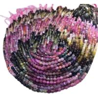 Natürlicher Turmalin Perlen, Laterne, DIY & facettierte, gemischte Farben, 4x4.5mm, Länge:38 cm, verkauft von Strang