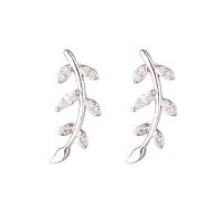 Cubic Zirconia Micro Pave Brass Earring, Leaf, micro pave cubic zirconia & for woman 