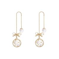 Plastic Pearl Zinc Alloy Earring, with pearl, for woman, golden 