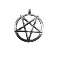 Zinc Alloy Star Pendant, Round, with star pattern, silver color 