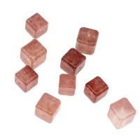 Strawberry Quartz Beads, Cube, DIY, pink 