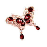Strass Zink Legierung Brosche, Zinklegierung, mit Kunststoff Perlen, Schmetterling, vergoldet, Modeschmuck & für Frau & mit Strass, 61x50mm, verkauft von PC