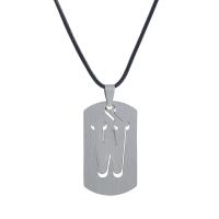 Stainless Steel Jewelry Necklace, with Wax Cord, with 5cm extender chain, Geometrical Pattern, silver color plated, Unisex silver color Approx 45 cm 