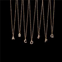 Cubic Zirconia Stainless Steel Necklace, with Cubic Zirconia, Alphabet Letter, gold color plated, oval chain & for woman, golden Approx 40 cm 