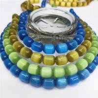 Katzenauge Perlen, Zylinder, poliert, DIY, keine, 9x11mm, Länge:38 cm, verkauft von Strang