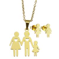 Fashion Stainless Steel Jewelry Sets, Stud Earring & necklace, for woman, gold, 20*20mm,1.5mm,5.5*10.5mm Inch 